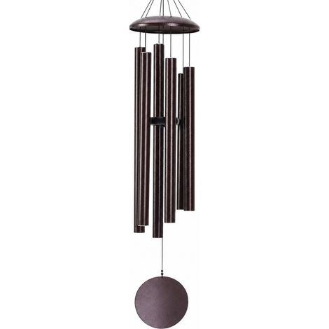 Carillon commémoratif extérieur de 114 cm (45 po), en métal robuste brun, 6 tubes en aluminium au son profond, couleur bronze, symbole de deuil. (1/5)