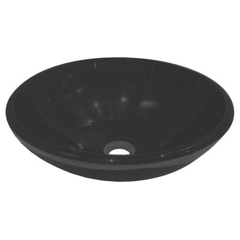 ONDEE ZEN - Vasque ronde à poser VITORIA - Céramique noire - 42cm - Sans trop plein (1/4)