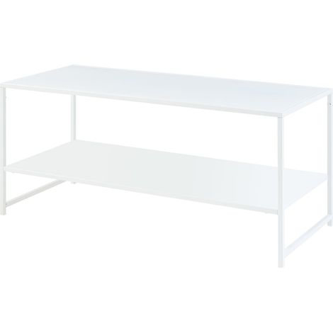 Mesa de centro/consola/auxiliar para salón acero 102 x 43 x 46 cm blanco mate 030010780