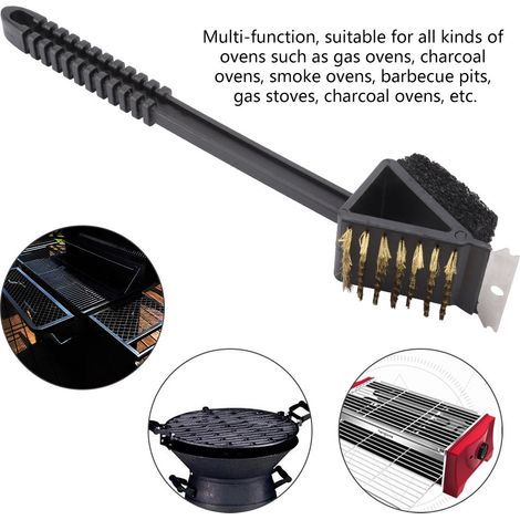 Balayette de Nettoyage de Barbecue Longue - Brosse Triple à Manche Long avec Générateur de Spark et Igniteur de Gaz au Bouton (1/5)
