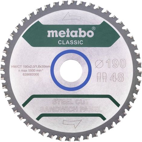 Metabo 628682000 Lama circolare 190 x 30 mm Numero di denti: 48 1 pz.