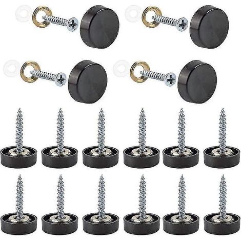 12 vis décoratives en acier inoxydable pour miroir, clous polis pour miroir, vis en acier inoxydable de 19 mm, vis décoratives pour miroir (noires) (1/5)