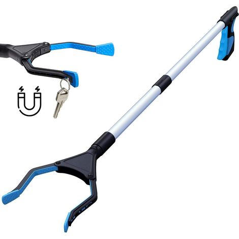 1 pince pliable pour ramasser les déchets, 82 cm, bras réglable, embout magnétique, tête pivotante 360°, poignée ergonomique (1/5)
