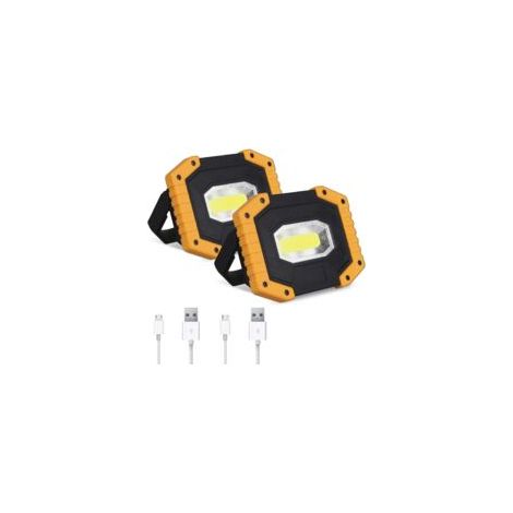 Houhence – Confezione da 2 lampade da lavoro a LED ricaricabili, 30W, 2000 lm – Impermeabili IP65 – Cavo USB incluso – Per campeggio e riparazioni auto – Crezuo