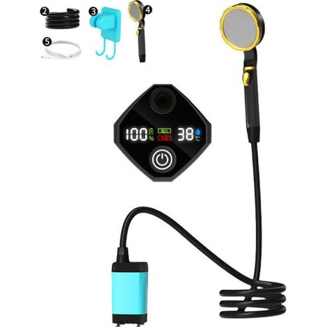 Pompe de douche de camping portable Pompe de douche électrique rechargeable avec affichage numérique intelligent,9000mAh,