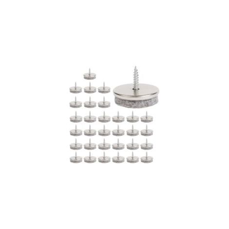 Pattini per mobili - Confezione da 32 pattini per sedie, diametro 28 mm. I pattini per mobili con cuscinetti in feltro spessi 5 mm offrono una protezione ideale per le gambe delle sedie, con facile in