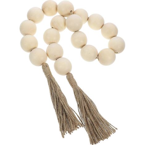 Guirlande décorative suspendue en bois avec pompons et perles, lot de 4 pièces, pour Pâques (1/5)