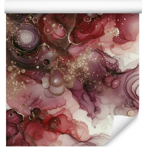 Papier peint rouge encre, bordeaux, rose et rouille pour salon et chambre 50x1000 (1/5)