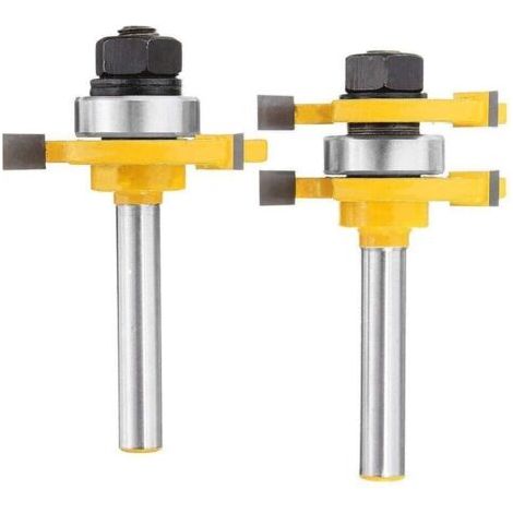 Set di frese per incastri a linguetta e scanalatura con gambo da 6,35 mm, 3 denti, fresa per legno a forma di T, utensile per la lavorazione del legno. (1/4)