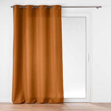 Rideau grande hauteur à œillets 140 x 280 cm – Polyester uni SOLINE –  CAMEL