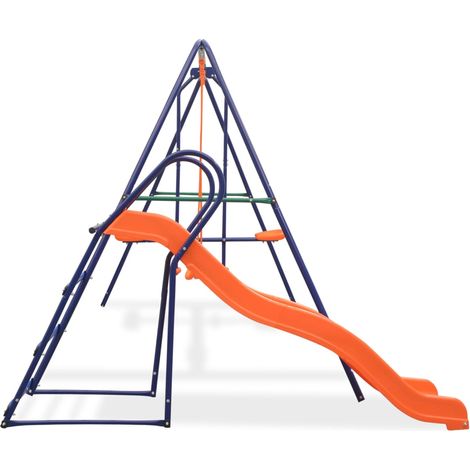 Ensemble de balançoire avec toboggan et 3 sièges Orange (1/5)