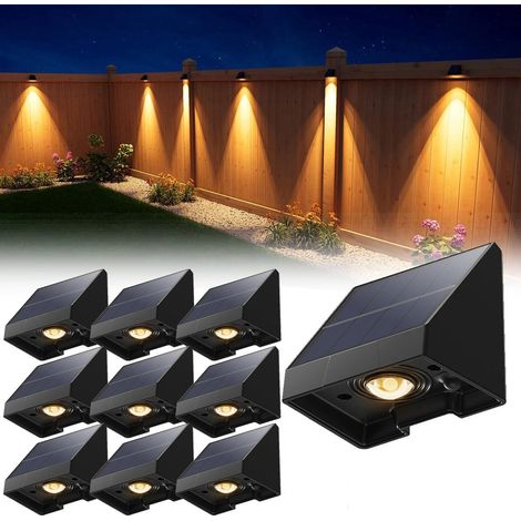 10er-Pack dekorative Solarleuchten für Zäune – Wasserdichte, solarbetriebene LED-Außenbeleuchtung mit warmweißem Licht – Für Wand, Terrasse, Garten (1/5)