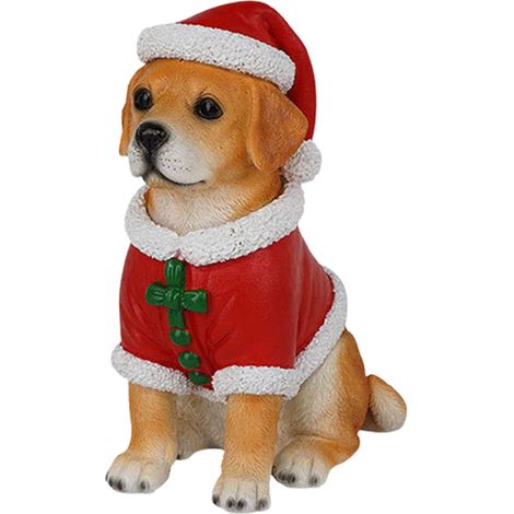 Statue Chien - Résine - Décoration Noël - Labrador Bichon Corgi - Hauteur 14,6 à 15,2 cm - 1 Pièce (1/5)