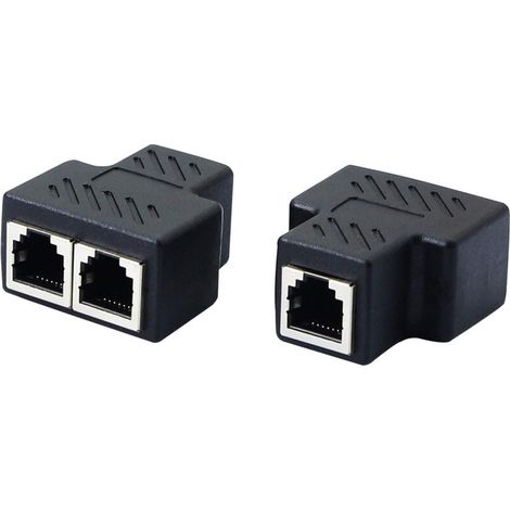 Adattatore di prolunga telefonica in linea da RJ45 femmina a 2 femmine 6P6C per fax fisso (da 1 a 2) 2 pezzi