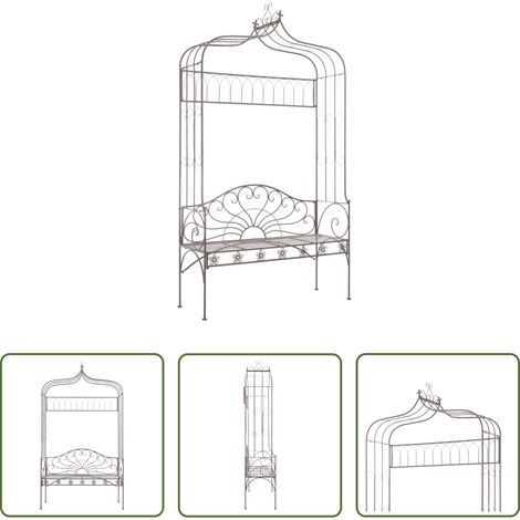 Terrassenbank - Gartenbank 122 cm Eisen Antik Braun (1/5)