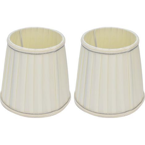 Abat-jour en tissu beige, bordure argentée, style européen épuré, pour lampe à bougie à vis E14. (1/5)