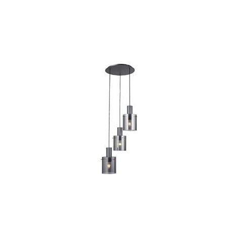 [NEUWERTIG] B-Ware Brilliant Riffelini Hängelampe Pendelleuchte Glas rauchgrau Designer Lampe (1/2)