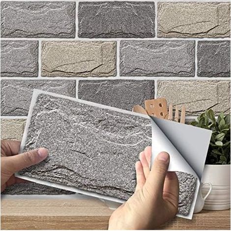 Autocollants de carrelage mural 3D imperméables – Décoration intérieure pour salle de bain et cuisine – Faciles à nettoyer – Lot de 9 pièces (1/5)