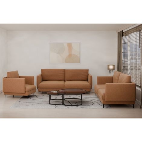 Sofaset Designersofas HELMER 3-2-1 Stoff Vibe Terracotta (1/4)