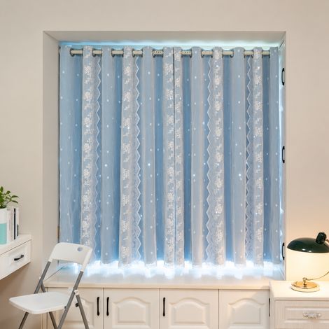 Rideau occultant voilage sans perçage Bleu mer et ciel Pour largeur 1,1-1,45 m rideau simple pan - hauteur 2,0 m 30 × 30 × 30 cm 1 kg – Livraison gratuite