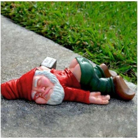 Statue de jardin Funny Drunk Garden Dwarf M (Rouge), (1/4)
