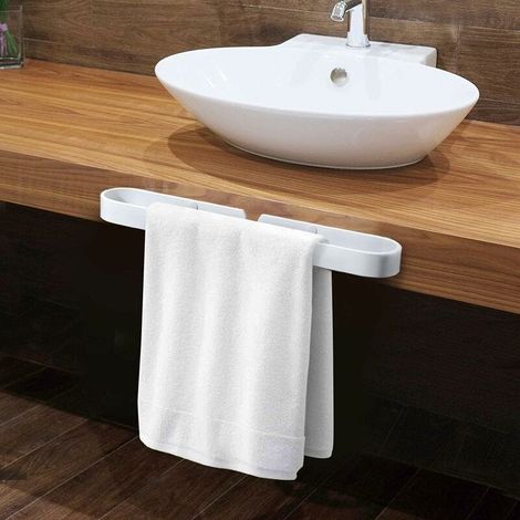 royaluxe- Porte-serviettes 40cm Anneau porte-serviettes autocollant Sans perçage Antirouille Porte-serviettes invités Fixation murale Porte-serviettes de bain Fixation sur meuble Accessoires de cuisin (1/5)