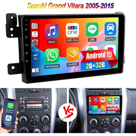 Autoradio GPS 9" avec Android 15 et CarPlay pour Suzuki Grand Vitara 2005-2015 - 2+32G
