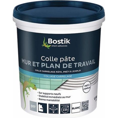 Bostik – Colle carrelage prête à l'emploi pour murs intérieurs – Stabilité immédiate – Pour carreaux jusqu'à 33x33 cm – Poids ≤ 30kg/m²