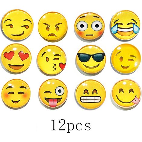 Emoji-Magnet, 3 cm, 12 Stück. 3D-Kühlschrankmagnet aus Glas mit Gesicht. (1/5)
