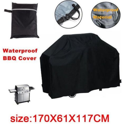 [170  61  117cm] Black BBQ étanche Cover Barbecue Grill Protecteur pour le gaz au charbon électrique Barbecue Grill (1/4)
