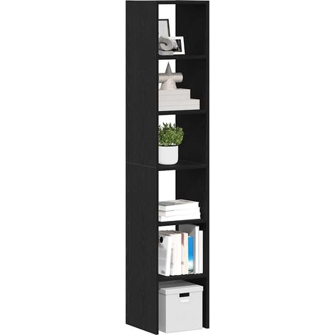 Bücherregale 2 Stk. Stapelbar Schwarz Eichen-Optik 30x30x80 cm