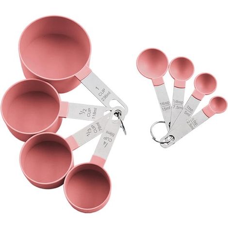 Set composto da 8 cucchiai dosatori, 4 misurini e 4 cucchiai con manici in acciaio inox, misurini e cucchiai in plastica, misurini per la cucina (1/4)