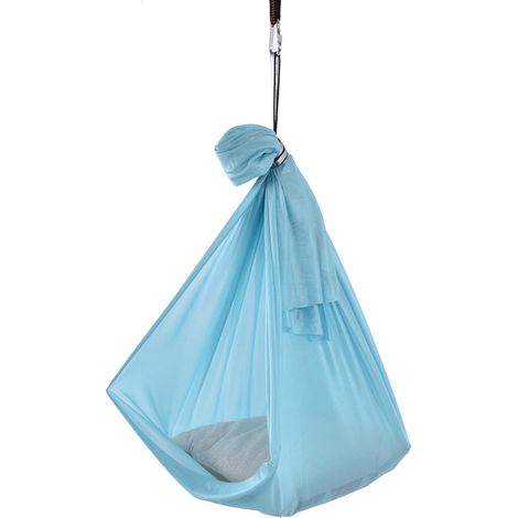 Hamac de Yoga Aérien Résistant Élastique 25KN avec Anneaux en O pour le Raffermissement Corporel - Bleu Clair (1/5)