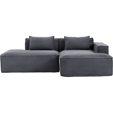 ELVMI Sofá Recto 3 Plazas 235 cm con Cojines y Asiento de Muelles, para Salón Pequeño, en Poliéster Gris (1/4)
