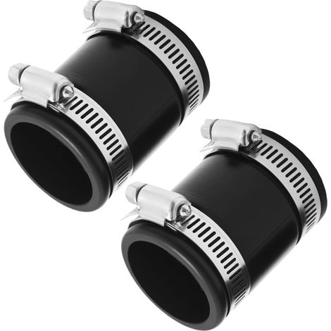 2PCS Flexible PVC Pipe Couplings, Black Rubber Pipe Connectors with Stainless Steel Clamps, Suitable for Sewers, Drains, and Ventilation Systems (1/5)