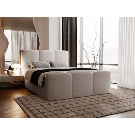 Lit continental Campi avec rangement 160 x 200 double, velours, gris clair (1/5)