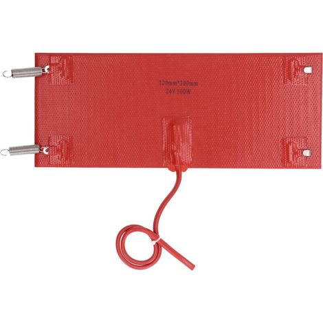 Tampon chauffant en silicone étanche 300 x 120 mm, 100 W, tension continue 24 V pour véhicule
