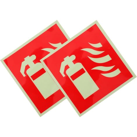Lot de 2 Autocollants Phosphorescents Extincteur Adhésifs pour Sécurité Incendie Panneaux de Sol et Passage d'Urgence en Milieu Industriel (1/4)