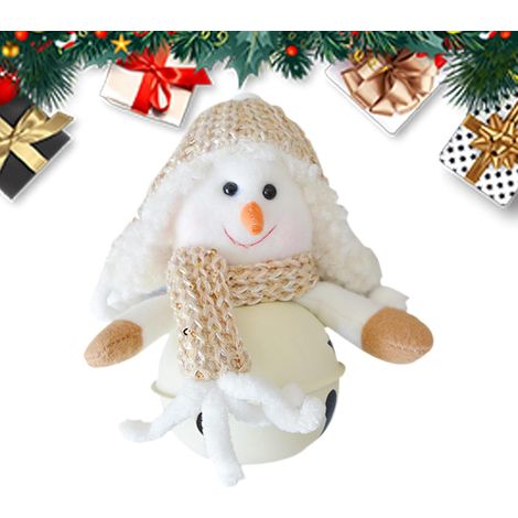 Ornement de Noël, Cloche de Bonhomme de Neige, Pendentif de Cloche de Noël Ornement de de Bonhomme de Neige en Peluche en Peluche Bonhomme de Neige avec Cloche pour Portes d'hôtels e (1/5)