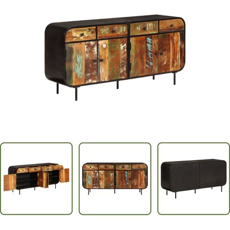 vidaXL Beistellschrank Metall - Sideboard 140x35x70 cm Altholz Massiv und Metall (1/5)