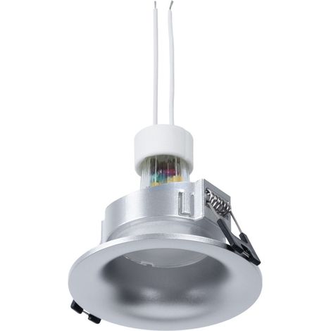 KIT Aro Empotrable Ø86mm (plata) + Bombilla GU10 5,4W + - Blanco Cálido (1/5)