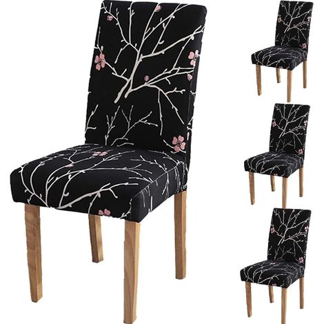 Chair Cover Decor 4 Pieces Stretch Chair Cover-Slip Spandex Material Chair Cover with Elastic Band for Universal Fit, Very Easy to Clean and Durable