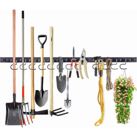 Système de rangement lourd et réglable de 122 cm, rangement de garage, support d'outils de jardin, organisateur d'outils de jardin, organisateur de garage (noir) (1/5)