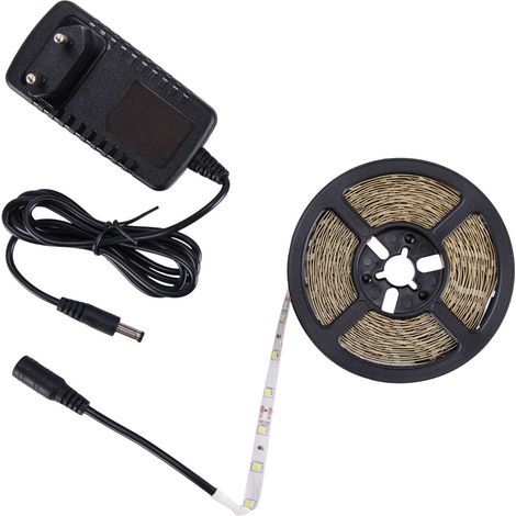 Bande LED SMD 5m - 300 LEDs - Blanc Chaud - 24W - Décorative - IP20 (1/3)