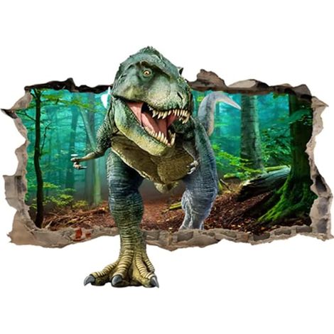Autocollants Muraux 3D Dinosaures - Matière PVC Écologique Imperméable - Pour Chambre Enfant Salon Salle de Classe - 12 Pièces (1/5)