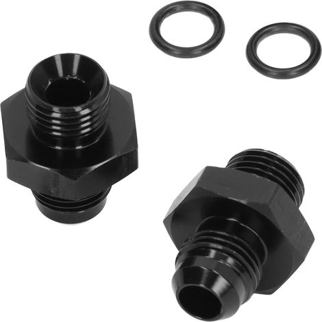 ORB6-auf-AN6-Verschraubung, O-Ring-Dichtung, schwarzes Aluminium, für Ölkühler, Ansaugkrümmer, Abgaskrümmer, Abgasanlage (1/5)