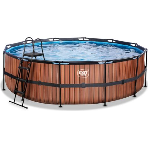 EXIT Wood pool 16ft x 48in with sand filter pump - brown (1/4)