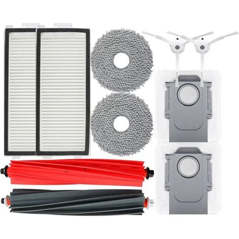 Ersatzteilset kompatibel mit Roborock Q Revo Master/Q Revo Slim: 1 Paar Hauptbürsten, 2 Filter, 2 Staubbeutel, 2 Tücher, 2 Seitenbürsten (1/4)