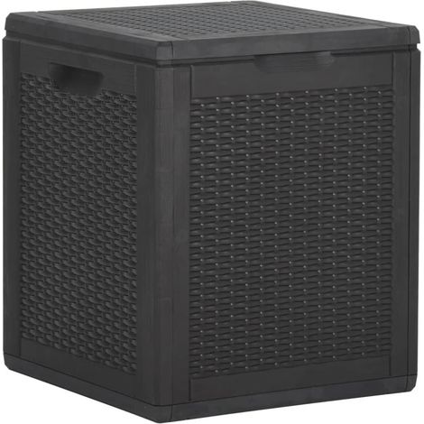 Vidaxl – Coffre de jardin 90 L – Résistant aux intempéries – Matériau 100 % PP aspect rotin – Dimensions 43 x 44 x 51 cm