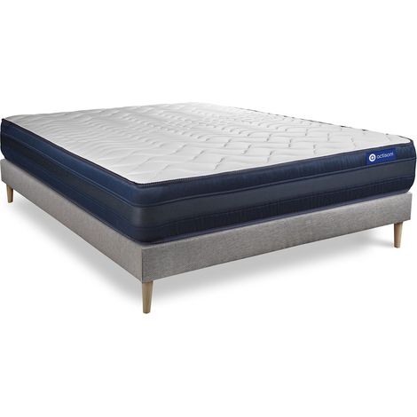 Actiflex tech matratze 160x200cm + Bettgestell mit lattenrost - Dicke : 24cm - Taschenfederkern und Memory-schaum - H5